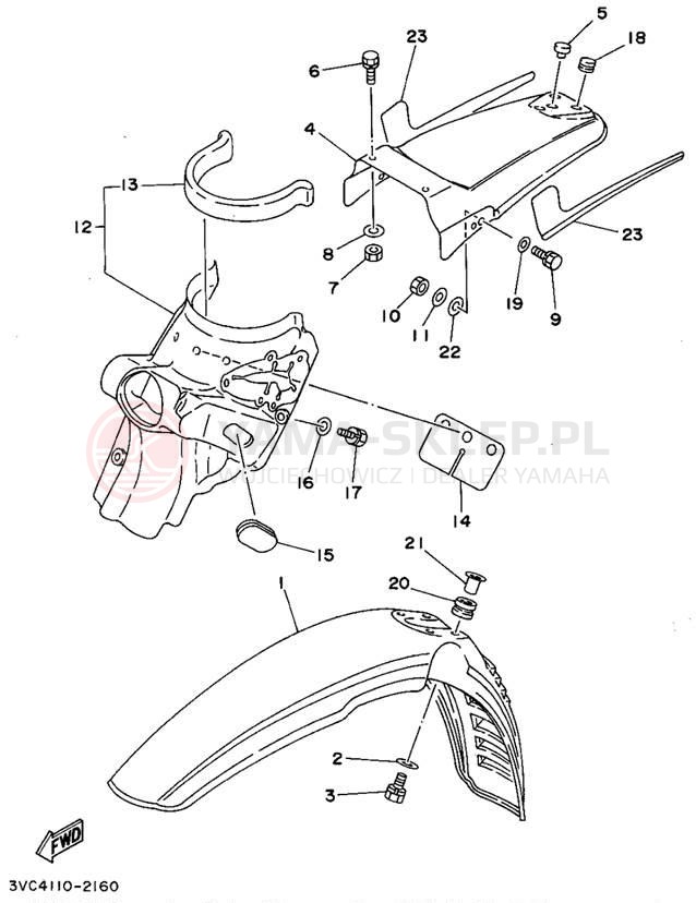 Schemat "błotnik" do Yamaha RT180D