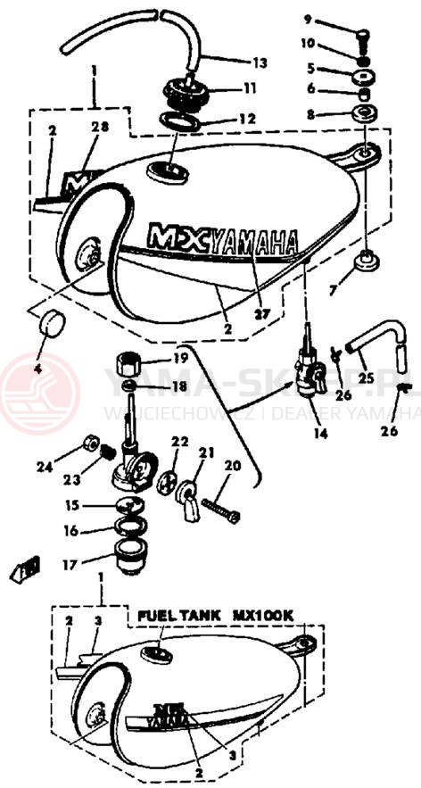 Schemat "zbiornik paliwa" do Yamaha MX100J