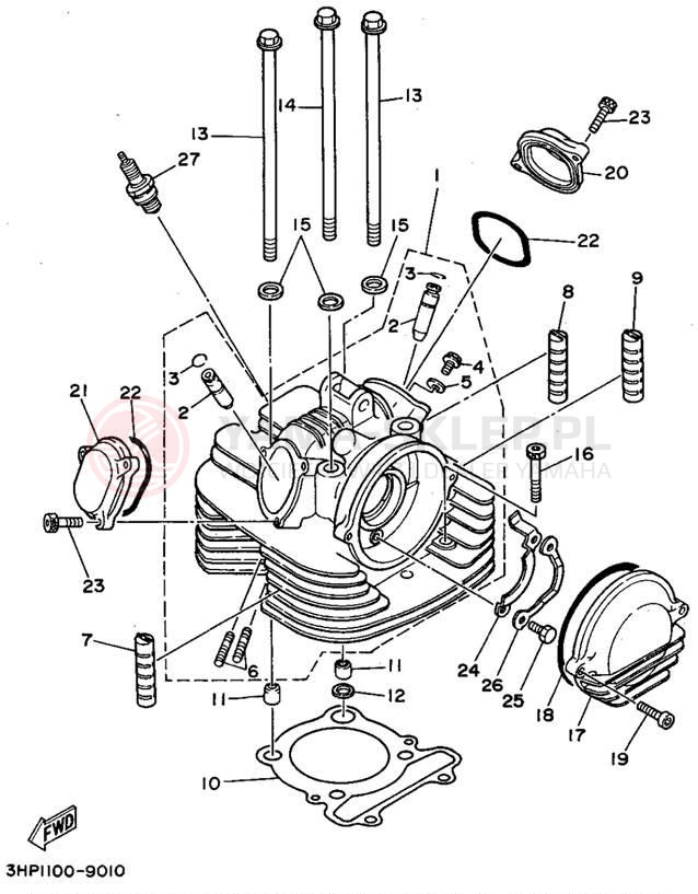 Schemat "głowica" do Yamaha MOTO-4 YFM350ERF