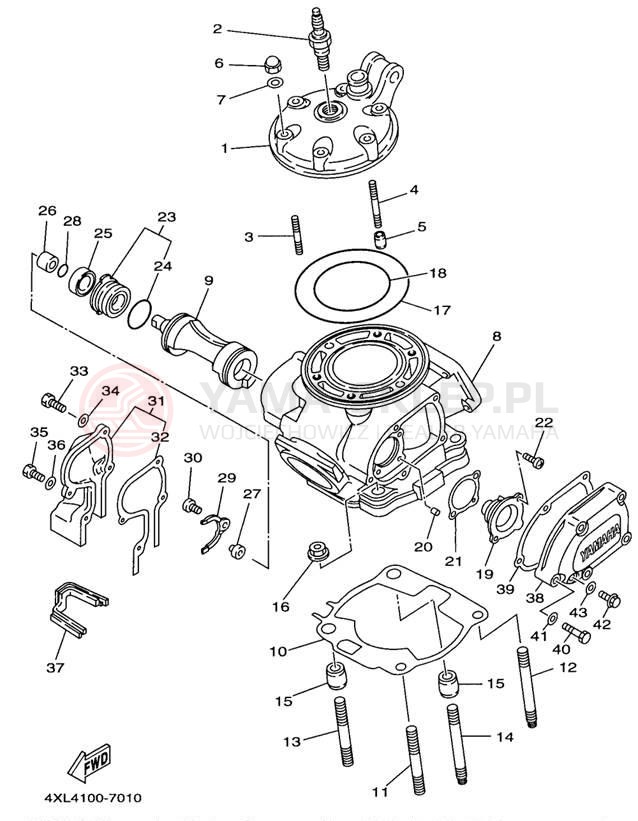 Schemat "głowica" do Yamaha YZ250 YZ250K1
