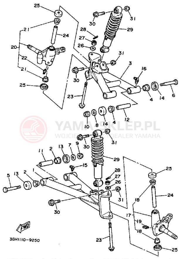Schemat "Koło przód" do Yamaha MOTO-4 YFM250B