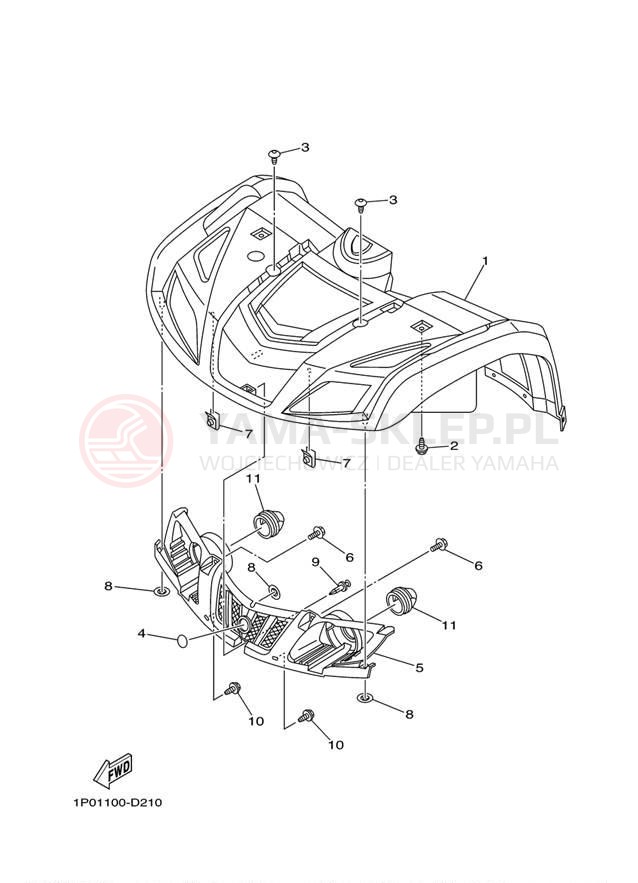 Schemat "Przedni błotnik" do Yamaha BRUIN 250 2WD YFM25BV