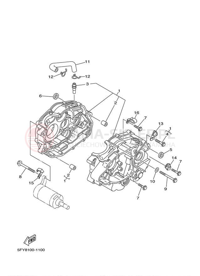 Schemat "Obudowa silnika" do Yamaha TW200 TW200R/TW200RC