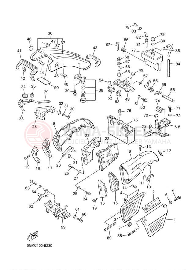 Schemat "Pokrywa boczna" do Yamaha V-MAX VMX12R/VMX12RC
