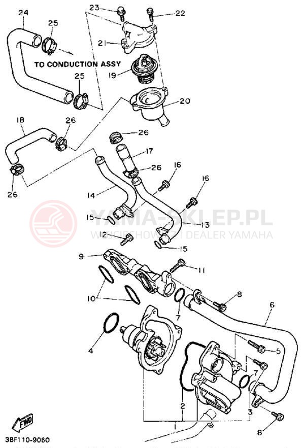 Schemat "Pompa wody" do Yamaha FZR400A
