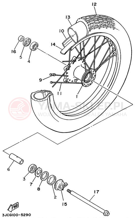 Schemat "Koło przód" do Yamaha VIRAGO 535 XV535MC/XV535M
