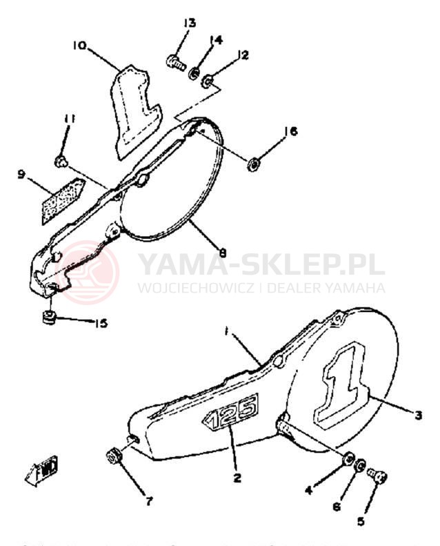 Schemat "Pokrywa boczna" do Yamaha YZ125G