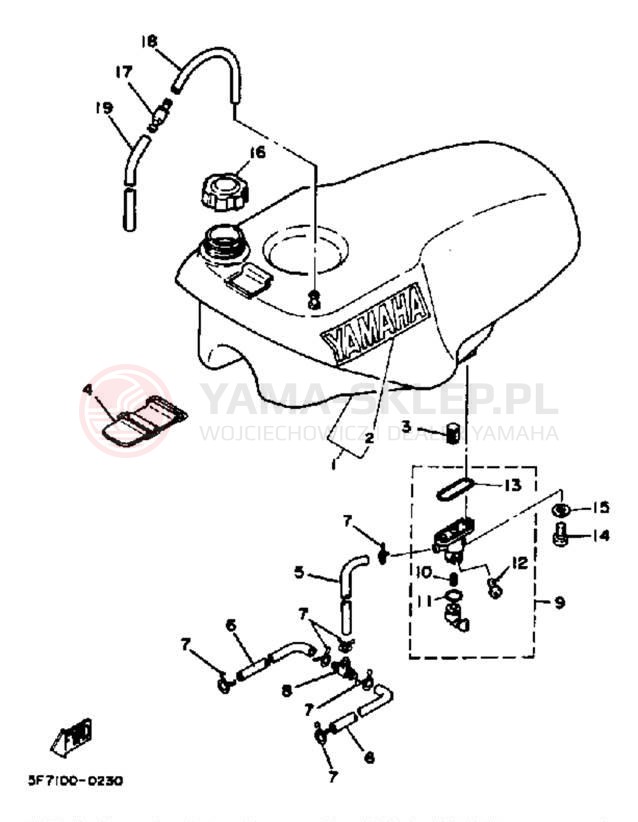 Schemat "zbiornik paliwa" do Yamaha TZ250J