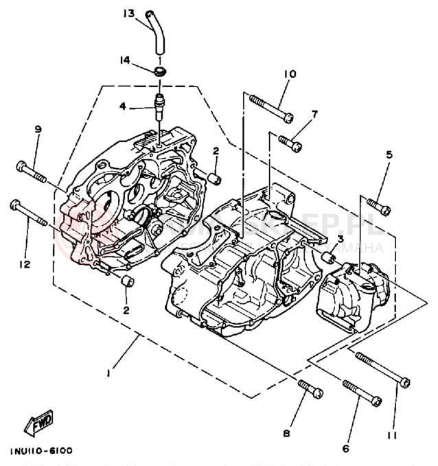 Schemat "Obudowa silnika" do Yamaha YFM200DXS