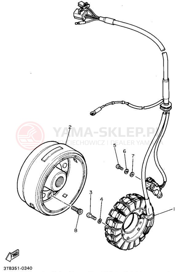 Schemat "prądnica" do Yamaha XT600EF/XT600EFC