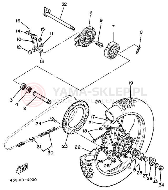 Schemat "Koło tył" do Yamaha IT200N