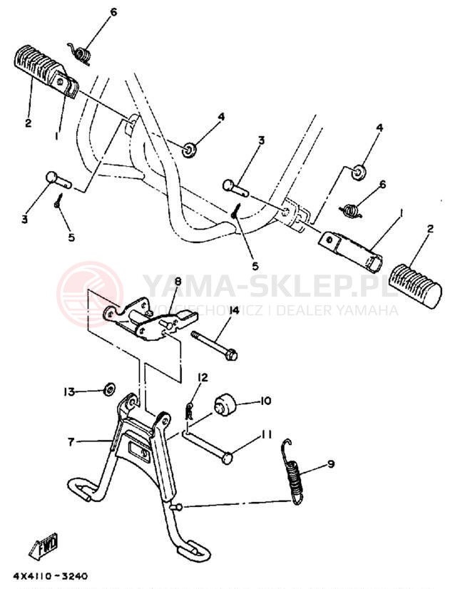 Schemat "Stopka postojowa i podnóżki" do Yamaha Y-ZINGER PW50S