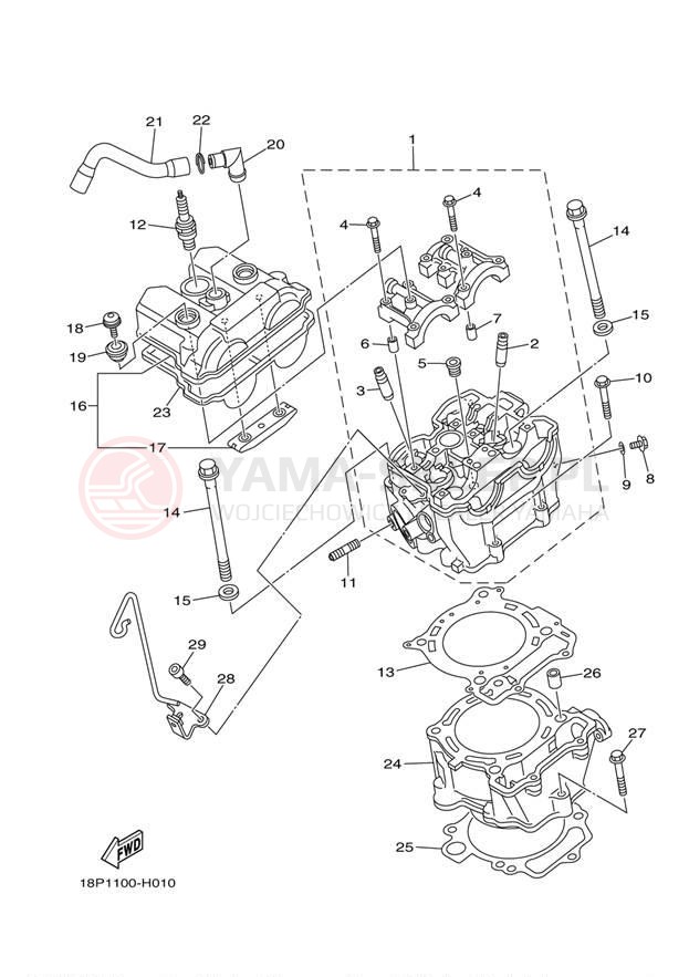 Schemat "cylinder" do Yamaha YFZ450R YFZ450RYL/YFZ450RYW