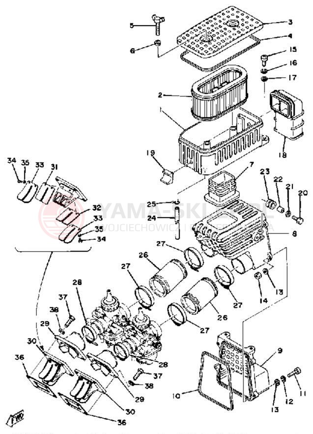 Schemat "Wtrysk paliwa" do Yamaha RD400E