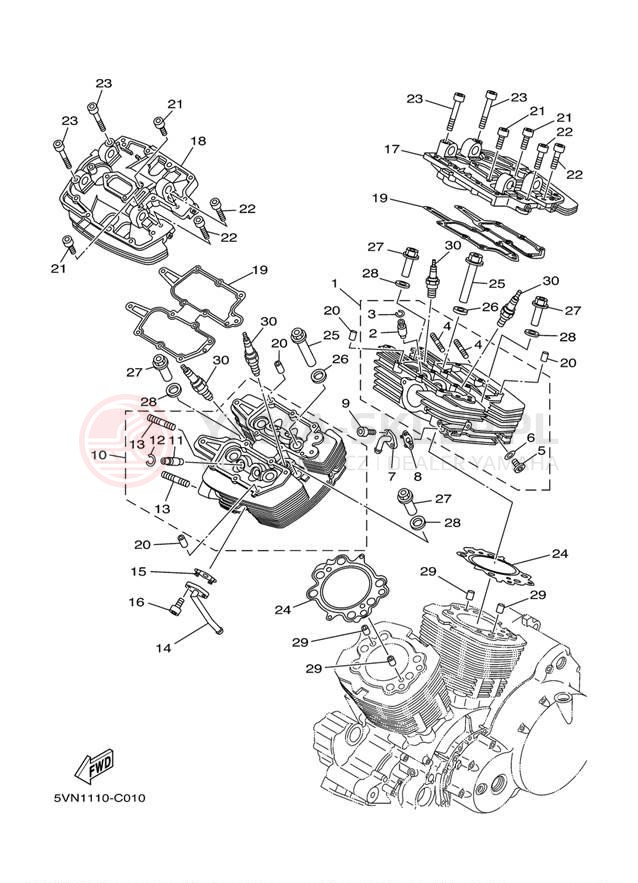 Schemat "głowica" do Yamaha ROAD STAR SPOKE XV17AV/XV17AVC