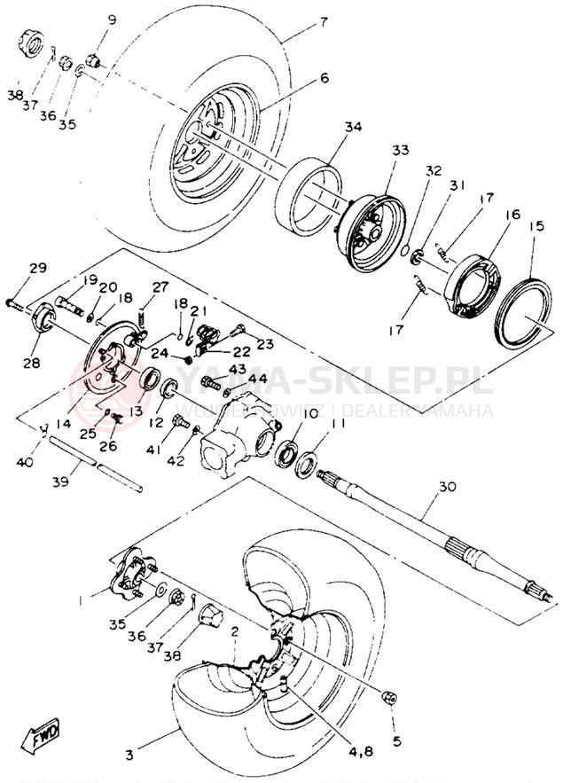 Schemat "Koło tył" do Yamaha KODIAK 4WD YFM400FWE_