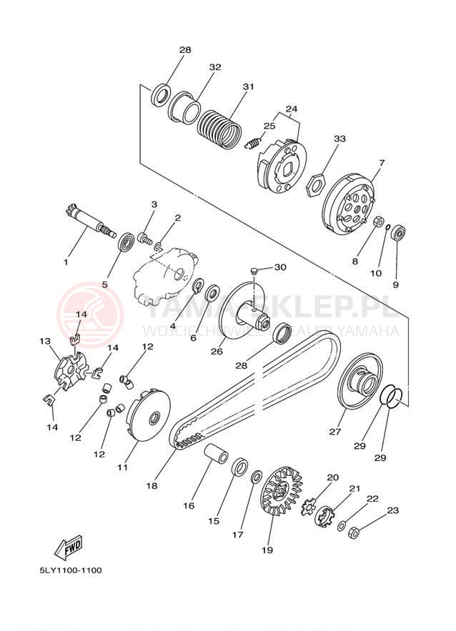 Schemat "sprzęgło" do Yamaha VINO CLASSIC YJ50RAR