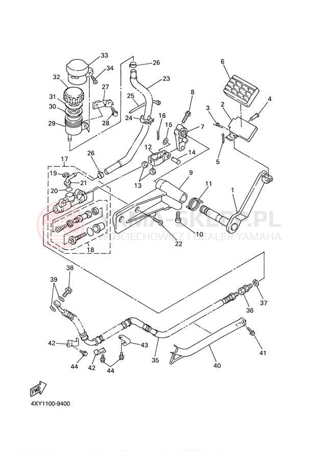 Schemat "Pompa hamulcowa tył" do Yamaha VENTURE XVZ1300TFN/XVZ1300TFN