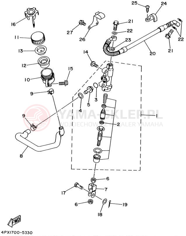 Schemat "Pompa hamulcowa tył" do Yamaha TTR250 TTR250P/TTR250PC