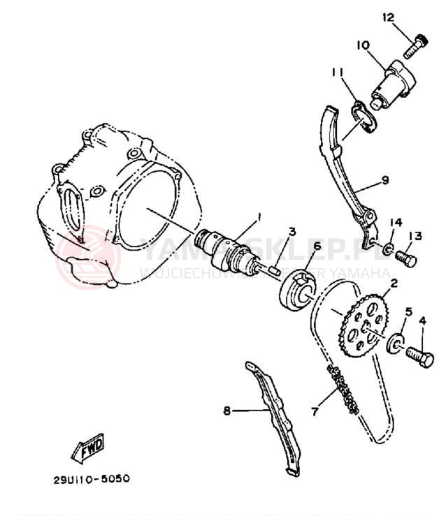 Schemat "Rozrząd - łańcuszek" do Yamaha YFU1W