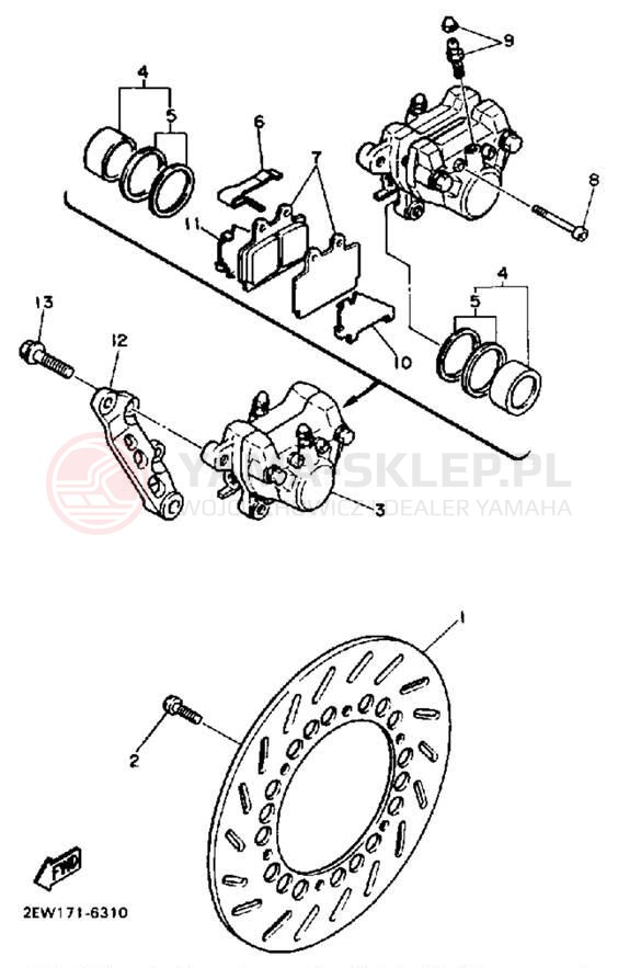Schemat "Zacisk hamulcowy tylny" do Yamaha FZ600T/FZ600TC