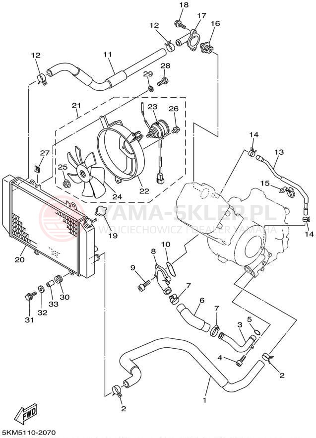 Schemat "Układ chlodzenia" do Yamaha GRIZZLY 660 YFM660FP