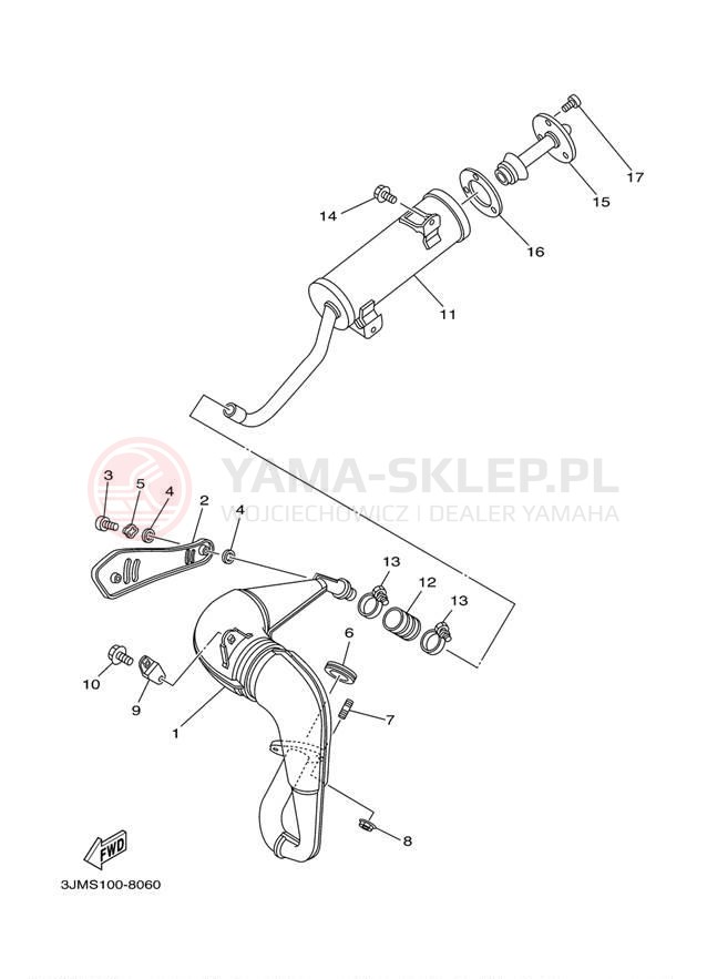 Schemat "Wydech końcowy" do Yamaha BLASTER SE YFS200SEV
