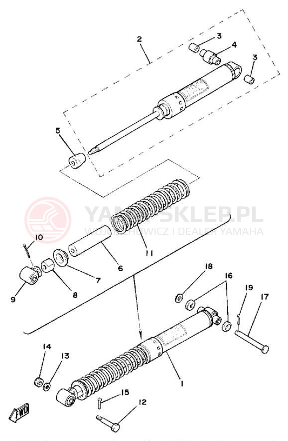 Schemat "zawieszenie tył" do Yamaha MX175H