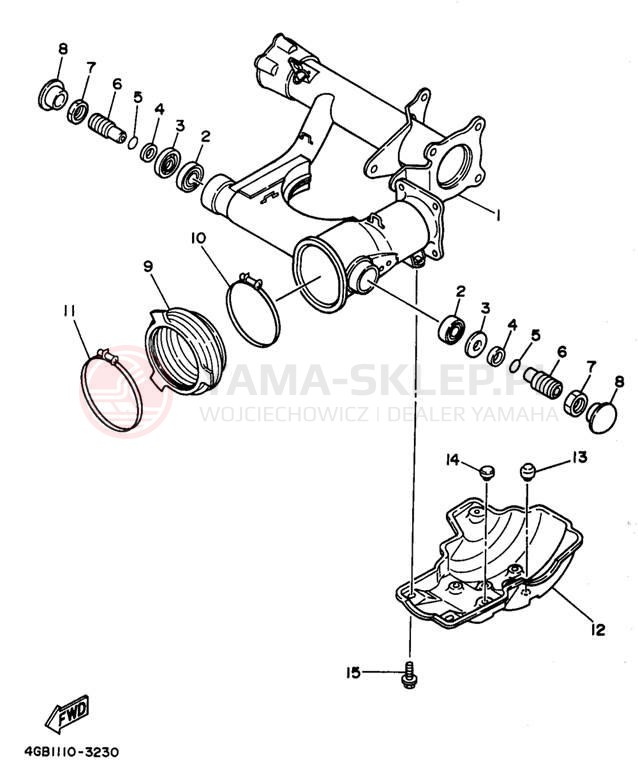 Schemat "wahacz, zawieszenie tył" do Yamaha KODIAK 4WD YFM400FWK
