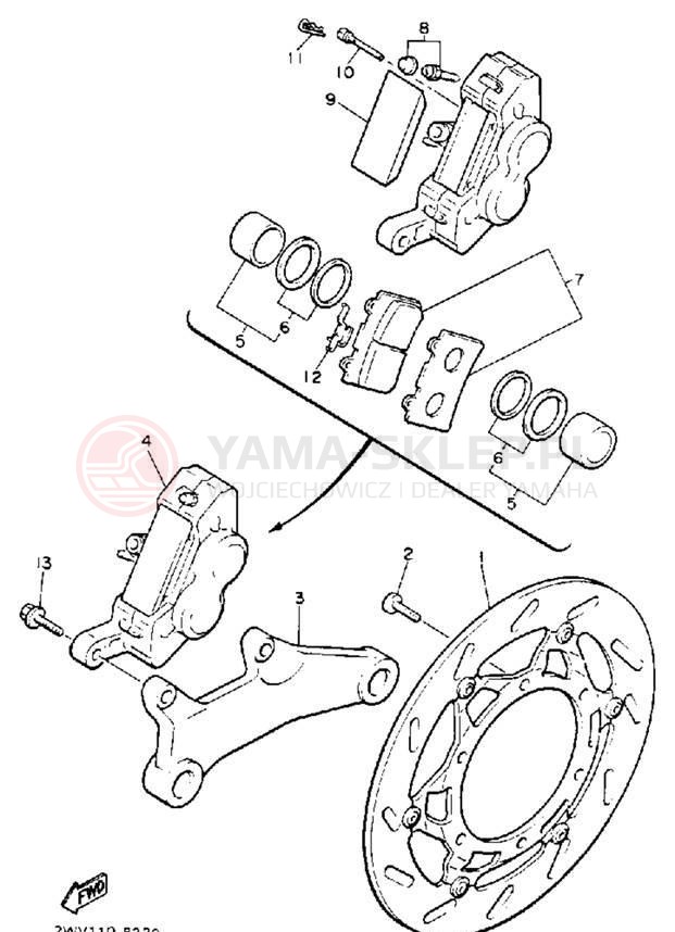 Schemat "Zacisk hamulcowy tylny" do Yamaha XVZ13DD/XVZ13DDC