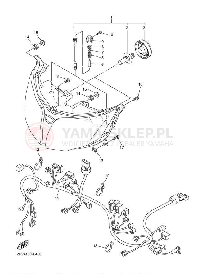 Schemat "Lampa przód" do Yamaha FJR1300AE FJR13AEW/FJR13AEWC