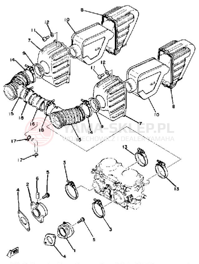 Schemat "Wtrysk paliwa" do Yamaha XS400SG