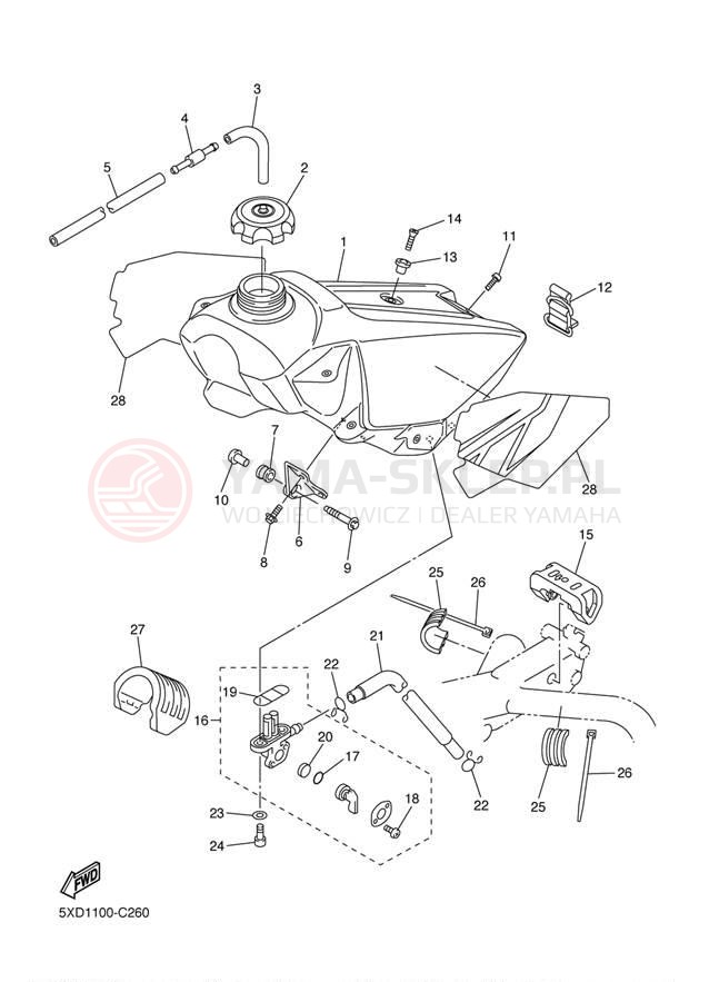 Schemat "zbiornik paliwa" do Yamaha YZ250F YZ250FS