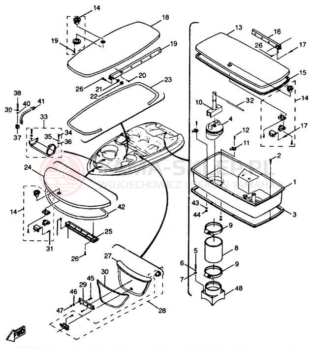 Schemat "DECK HATCH" do Yamaha EXCITER EXT1100V