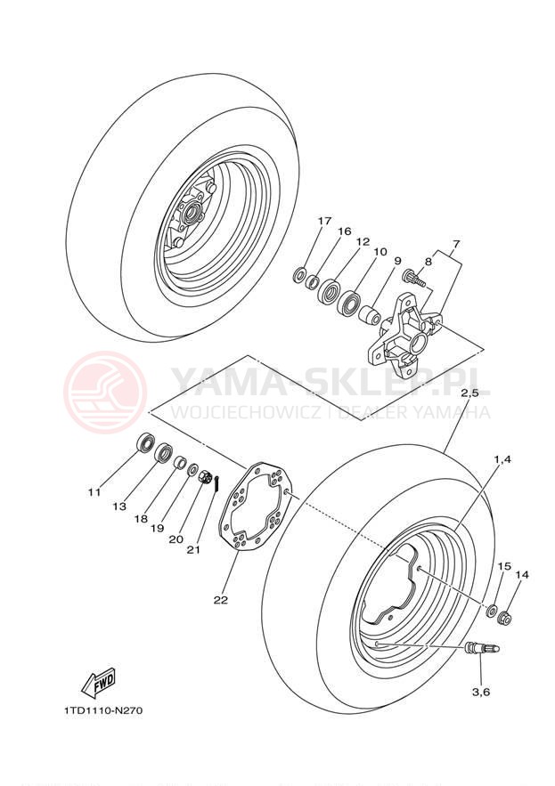 Schemat "Koło przód" do Yamaha YFZ450R YFZ450REO/YFZ450REL