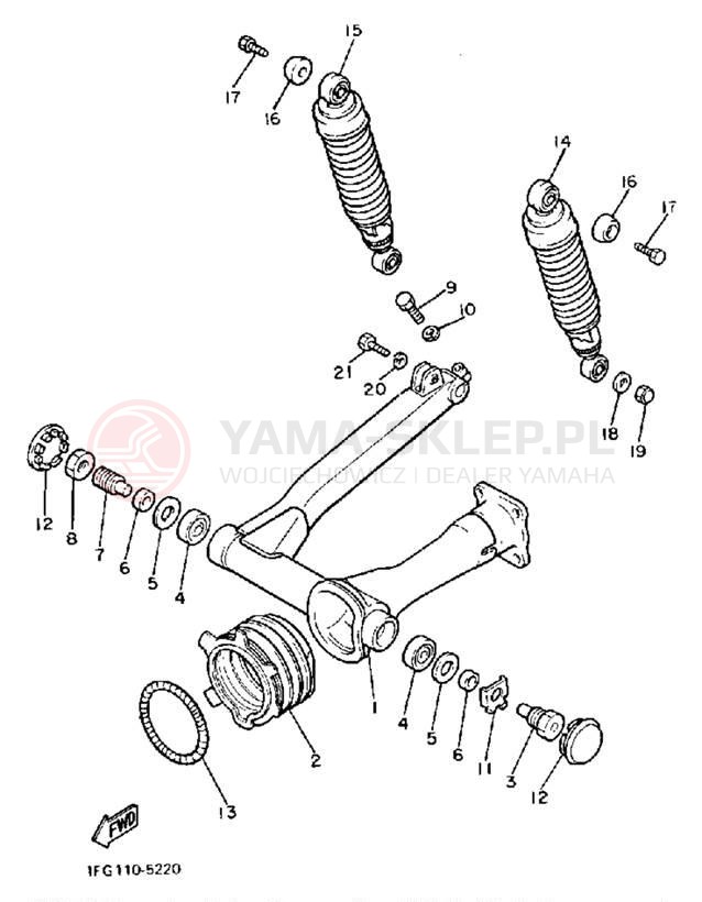 Schemat "wahacz, zawieszenie tył" do Yamaha MAXIM XJ700N/XJ700NC