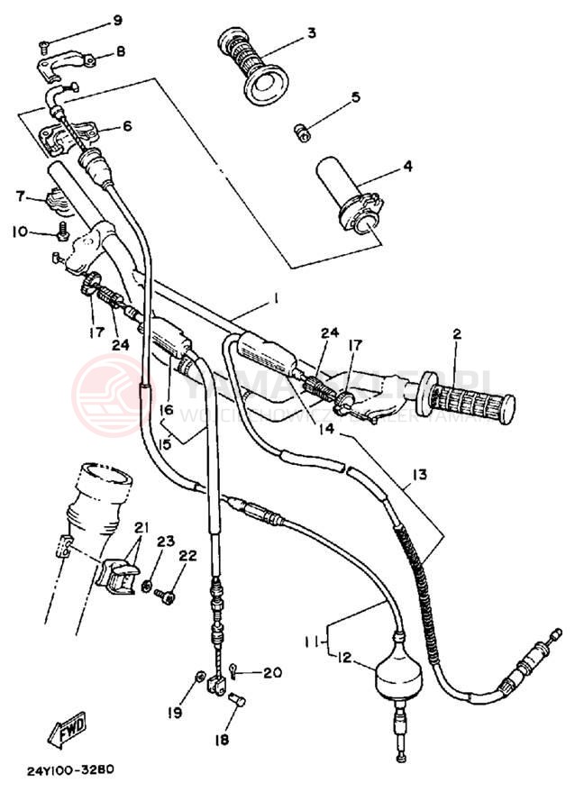 Schemat "Kierownica i osprzęt" do Yamaha YZ250L