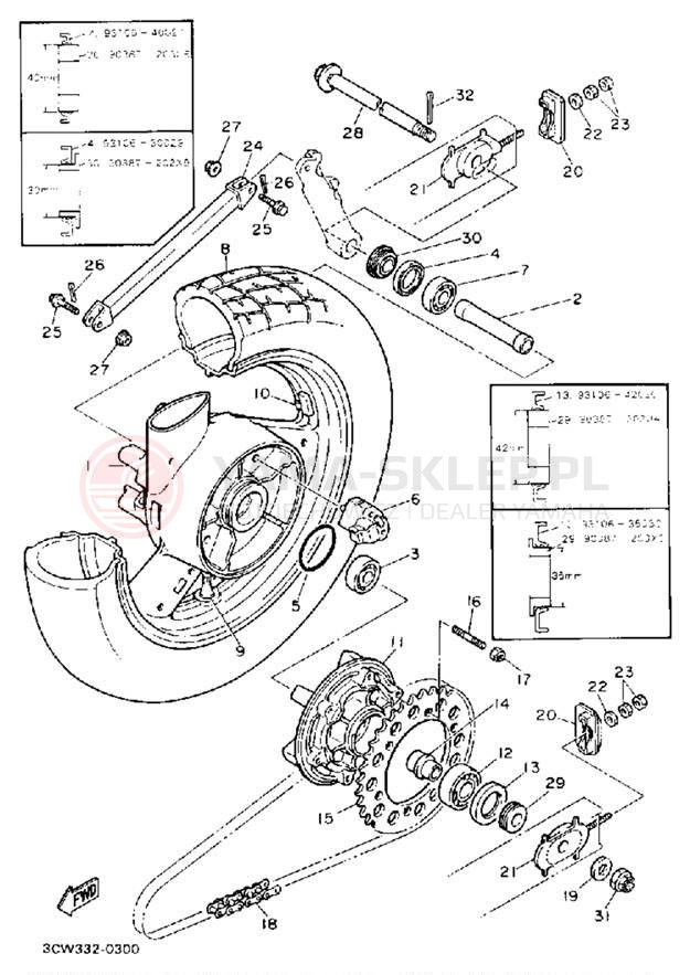 Schemat "Koło tył" do Yamaha FJ1200A/FJ1200AC