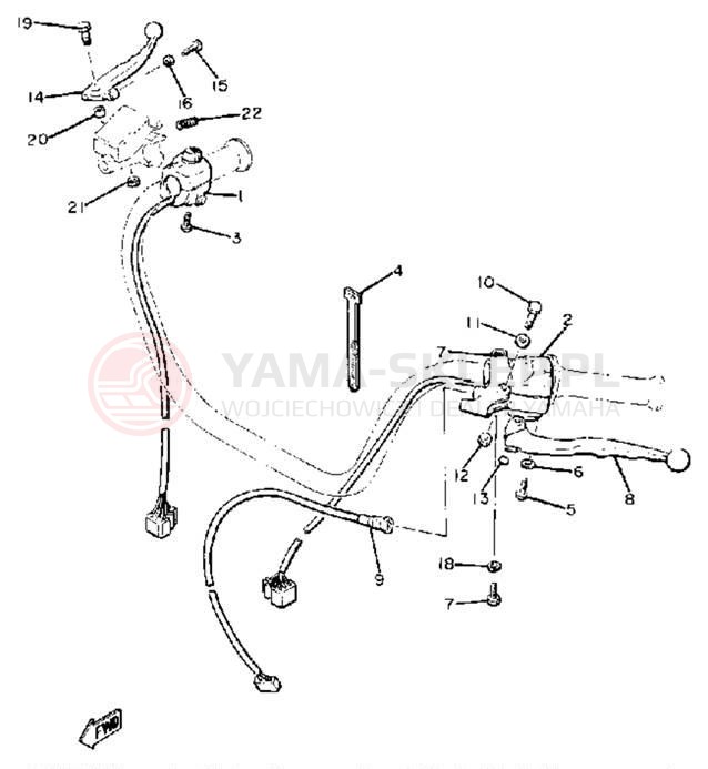 Schemat "Kierownica i osprzęt" do Yamaha XJ650 XJ650G