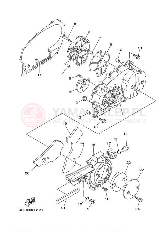 Schemat "Pokrywa silnika" do Yamaha T MAX XP500YY