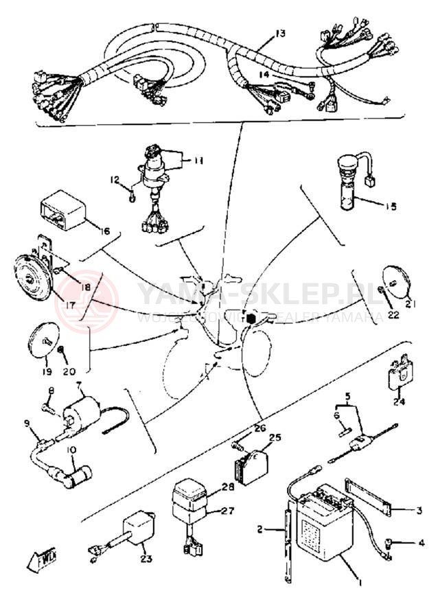 Schemat "układ elektryczny" do Yamaha QT50K