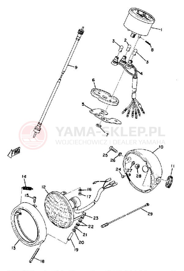 Schemat "Lampa przód i licznik" do Yamaha GT80MXB/GT80B