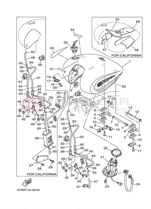 Schemat "zbiornik paliwa" do Yamaha ROAD STAR XV17AWXCL/XV17AWXL