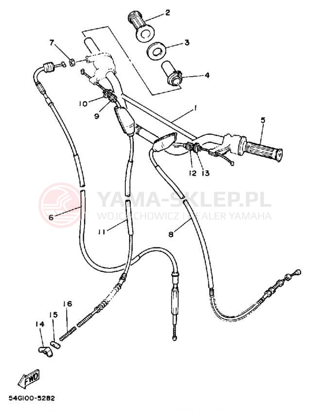 Schemat "Kierownica i osprzęt" do Yamaha BIG WHEEL ELEC START BW200ES