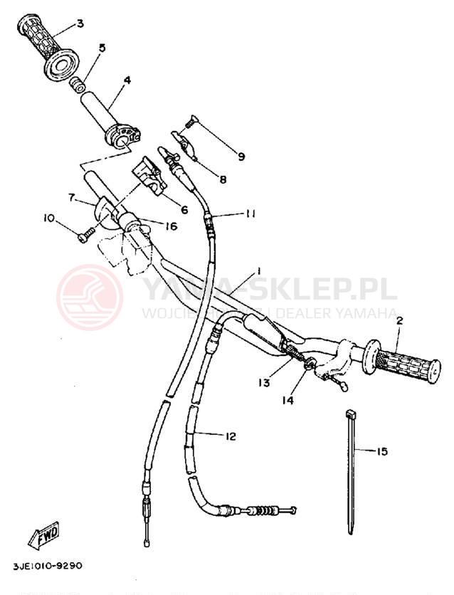 Schemat "Kierownica i osprzęt" do Yamaha YZ250W