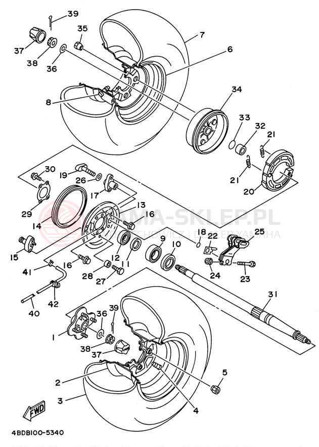 Schemat "Koło tył" do Yamaha YFB250UH