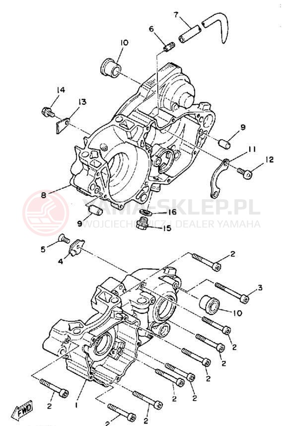 Schemat "Obudowa silnika" do Yamaha YZ250D1