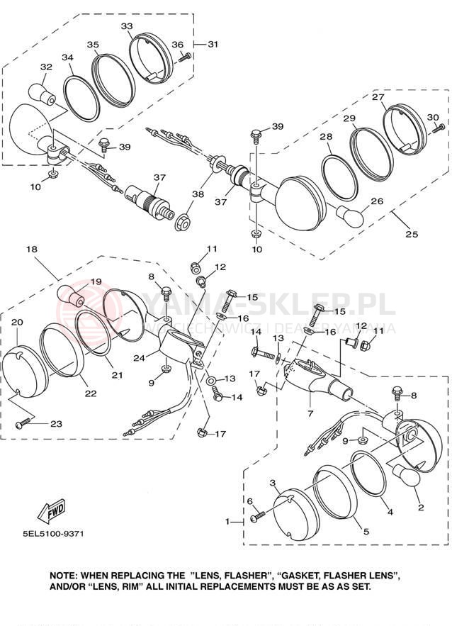 Schemat "kierunkowskazy" do Yamaha V-STAR 1100 XVS1100L/XVS1100LC