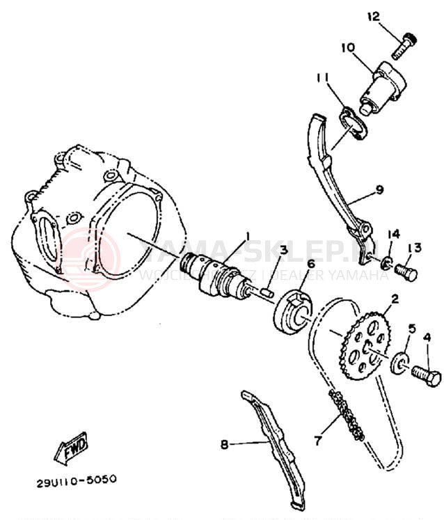 Schemat "Rozrząd - łańcuszek" do Yamaha MOTO-4 YFM250B