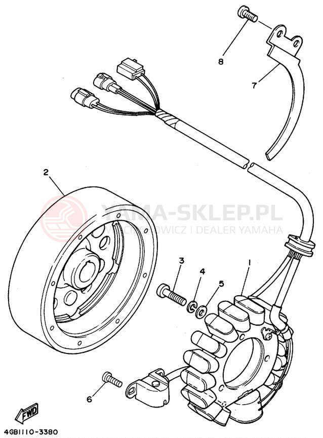 Schemat "prądnica" do Yamaha KODIAK 4WD YFM400FWF_